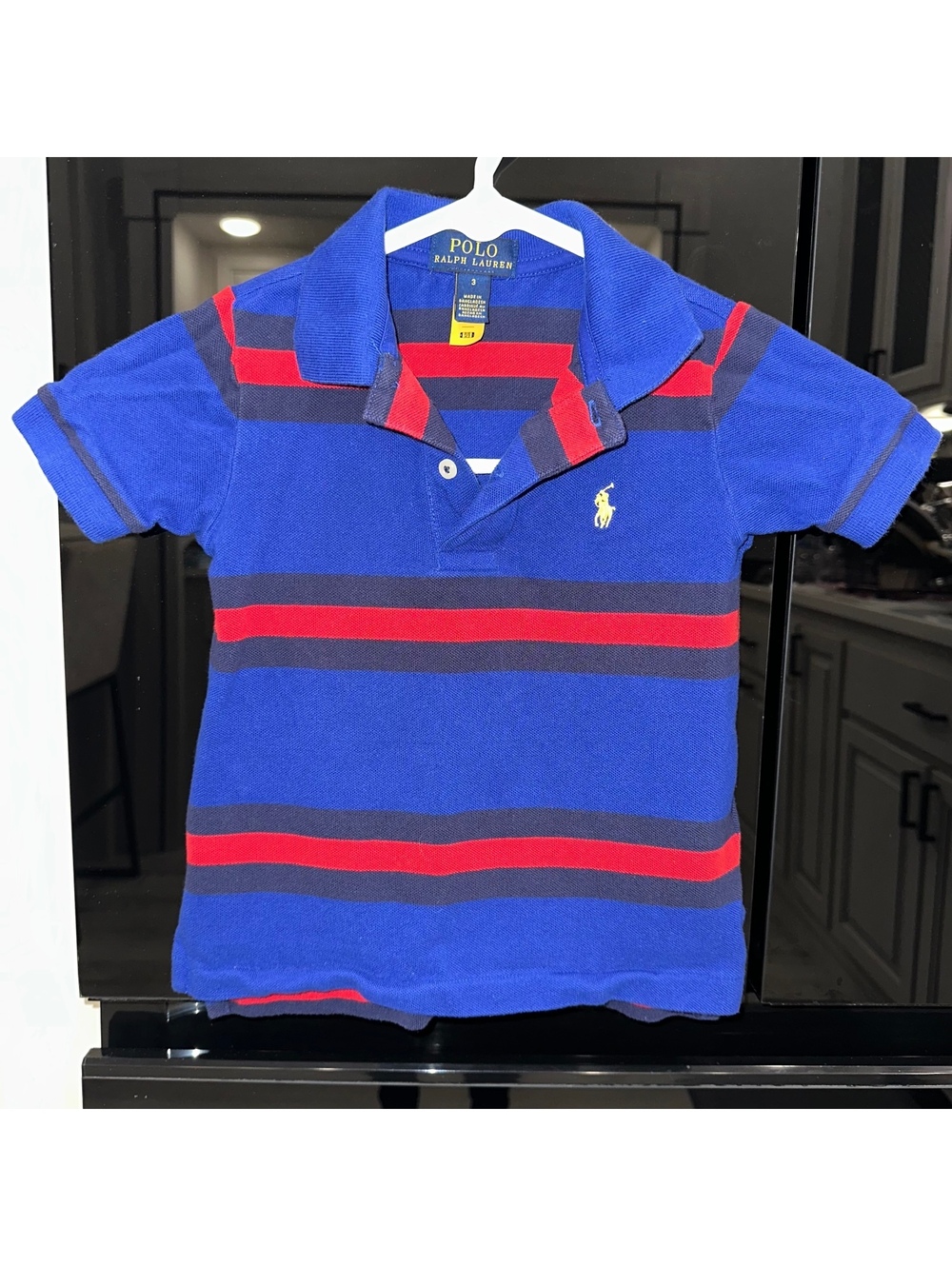 Polo Ralph Lauren Boys' Size 3 Blue Red Navy Striped Cotton Polo Shirt